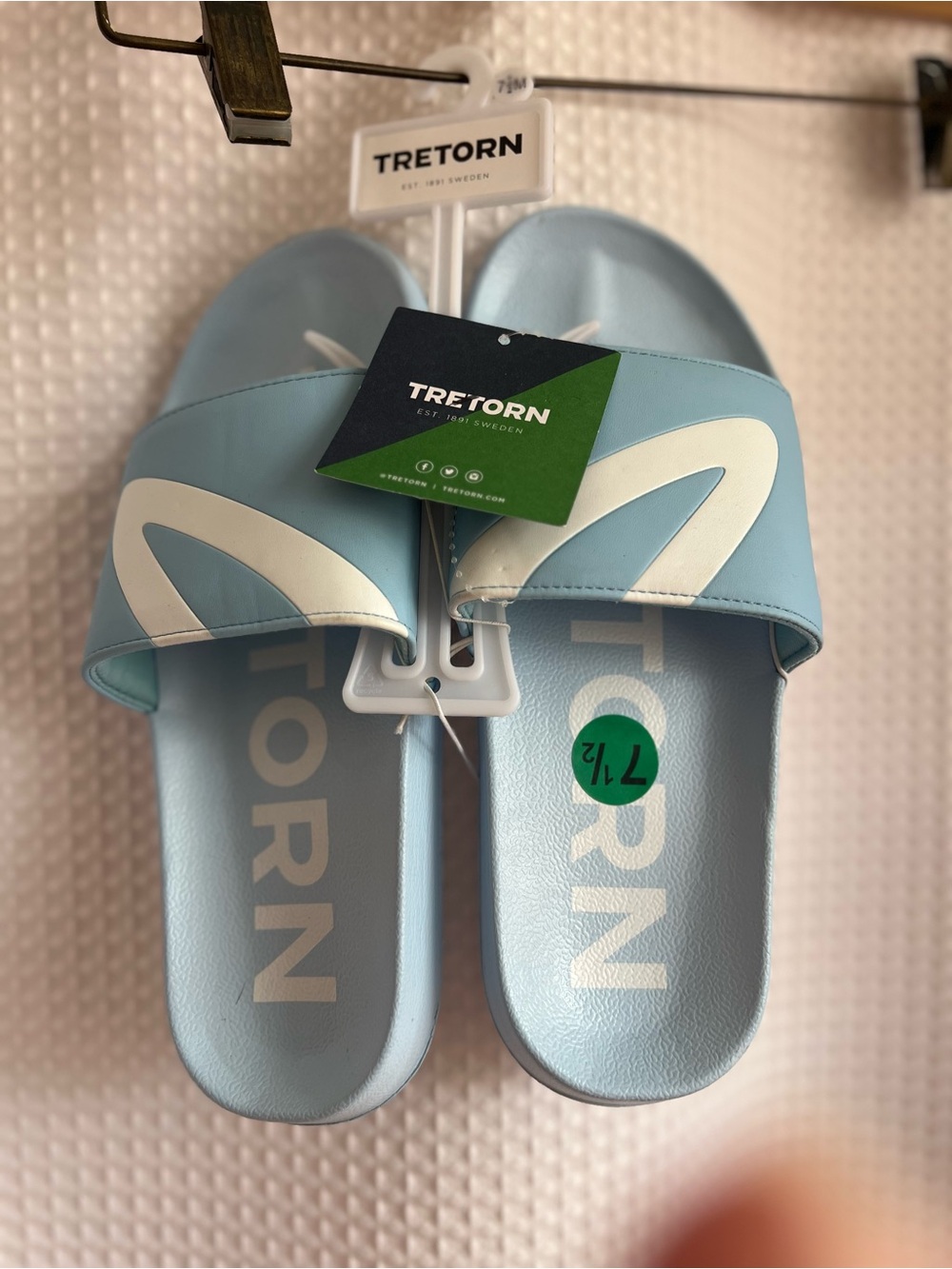 Tretorn Powder Blue Slide Sandals with White Logo Accent